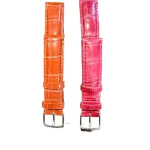 Orange and Pink Genuine Alligator Michele Watch Straps (18mm)